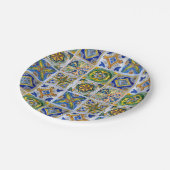 シチリア伝統的陶磁器タイル模様 ペーパープレート (アングル)