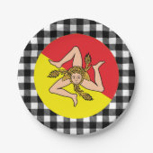 シチリア国旗のプレート、バッファロープレイド、シチリア ペーパープレート (正面)
