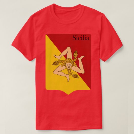 シチリア国旗のヴィンテージ動揺してコート・オブ・アーム Tシャツ (デザイン正面)