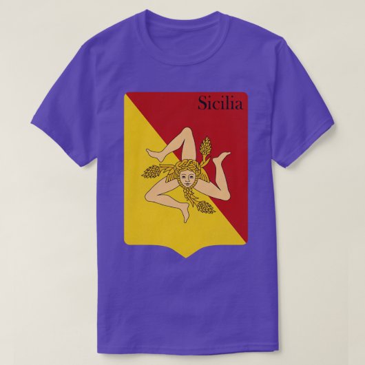 シチリア国旗のヴィンテージ動揺してコート・オブ・アーム Tシャツ (デザイン正面)