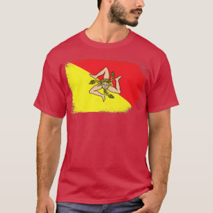 シチリア国旗の地図イタリアイタリアンシチリア王国ピズ Tシャツ