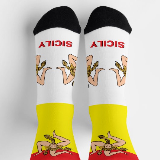 シチリア国旗の愛国的なシリ地球に優しープレミアム ソックス (上部)
