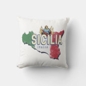 シチリア国旗イタリアレトロマップヴィンテージ土産 クッション (正面)