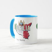 シチリア国旗イタリアレトロマップヴィンテージ土産 マグカップ (正面左)