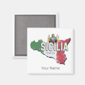 シチリア国旗イタリアレトロマップヴィンテージ土産 マグネット (正面/裏面)