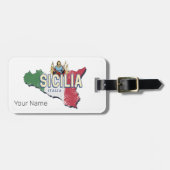 シチリア国旗イタリアレトロマップヴィンテージ土産 ラゲッジタグ (正面横)
