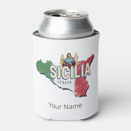 シチリア国旗イタリアレトロマップヴィンテージ土産 缶クーラー