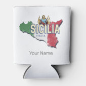 シチリア国旗イタリアレトロマップヴィンテージ土産 缶クーラー (正面)