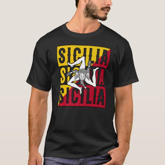 シチリア国旗シチリーパレルモイタリア Tシャツ (正面)