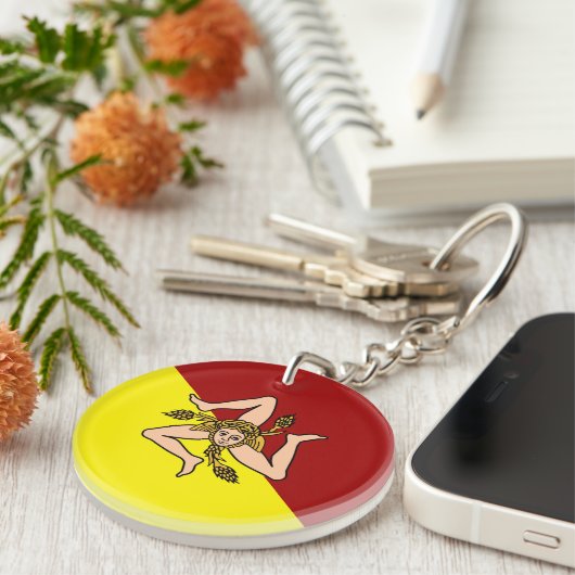 シチリア国旗(イタリア) キーホルダー (正面右)