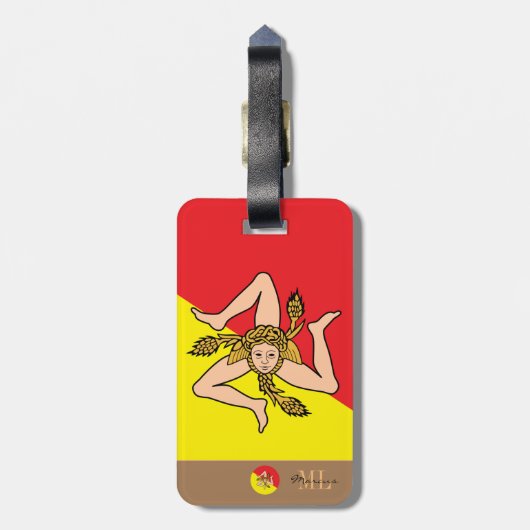 シチリア国旗&シチリアモノグラムの ラゲッジタグ (裏面縦)