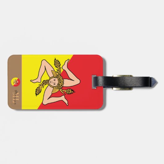 シチリア国旗&シチリアモノグラムの ラゲッジタグ (裏面横)