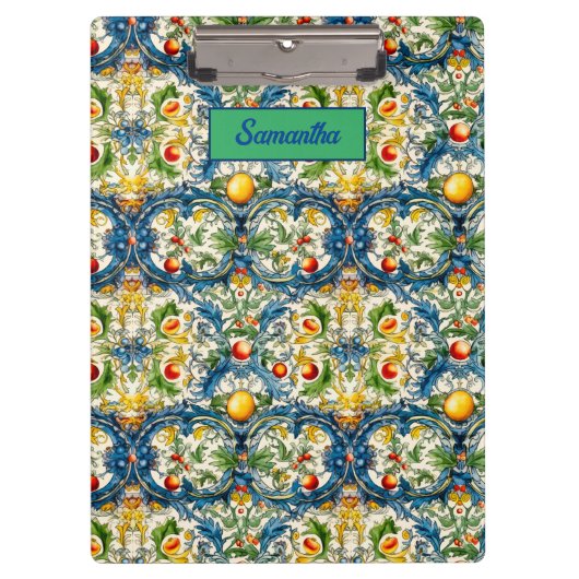 シチリア地中海のの柑橘類の青いタイル クリップボード (正面)