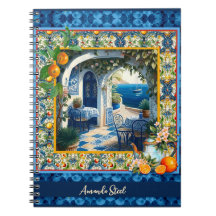 シチリア地中海のの柑橘類の青いタイル