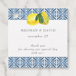 シチリア地中海のブルー・タイル結婚レモン フェイバータグ