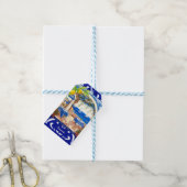 シチリア地中海のマジョリカの青瓦 ギフトタグ (より糸付き)