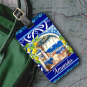 シチリア地中海のマジョリカの青瓦 ラゲッジタグ