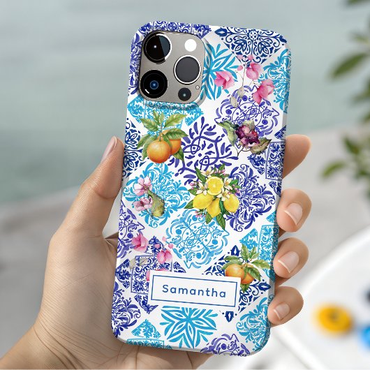 シチリア地中海スタイルの柑橘類のタイル模様 Case-Mate iPhoneケース