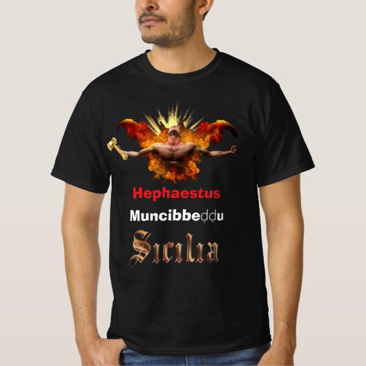 シチリア島のエトナ火山 " ムンチベッドゥ' Tシャツ (正面)