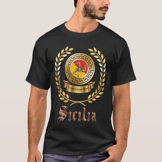 シチリア島のカスタマイズエンブレムTシャツ Tシャツ (正面)