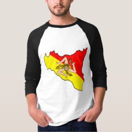 シチリア島のトリナクリア記号付き地図 Tシャツ