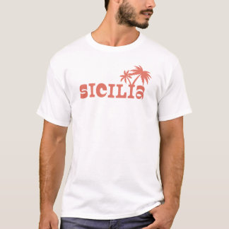 シチリア島のパームツリーとサンセット Tシャツ