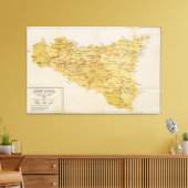 シチリア島のマフィア活動の地図1900 キャンバスプリント (インサイチュ (リビング))