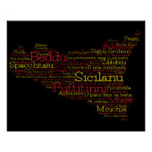 シチリア島の地図RY ポスター (正面)