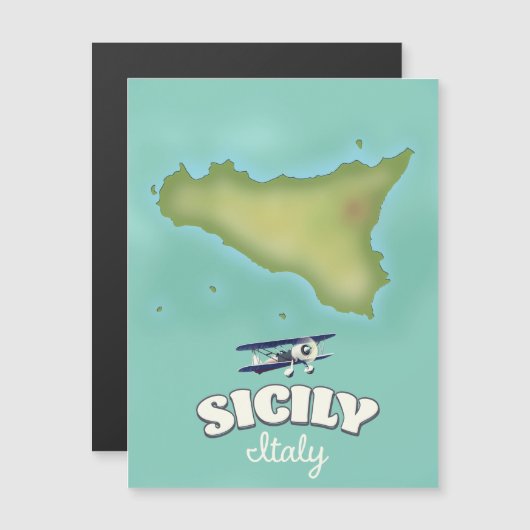 シチリア島イタリアのビンテージスタイル地図 (正面/裏面)