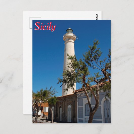 シチリア島イタリア,プンタセッカ灯台 ポストカード (正面/裏面)