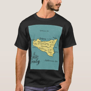 シチリア島ビンテージ航海地図 Tシャツ