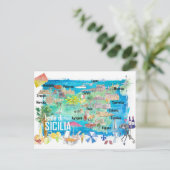 シチリア島 イタリア 観光地図 ポストカード (スタンド正面)