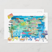 シチリア島 イタリア 観光地図 ポストカード (正面/裏面)