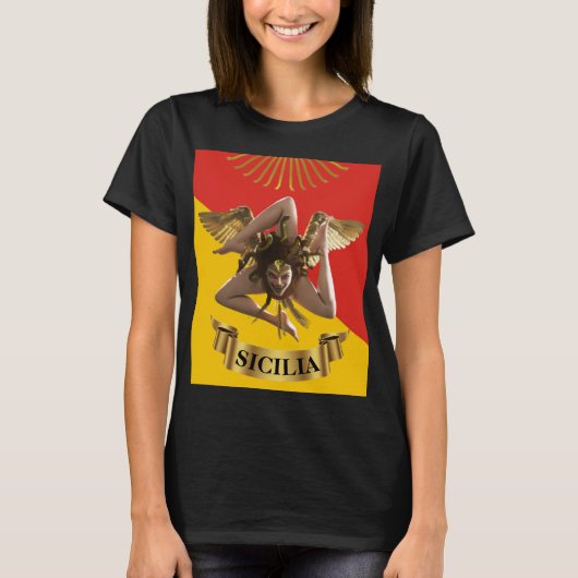 シチリア島 / シチリアのメドゥーサ トリナクリア Tシャツ (正面)
