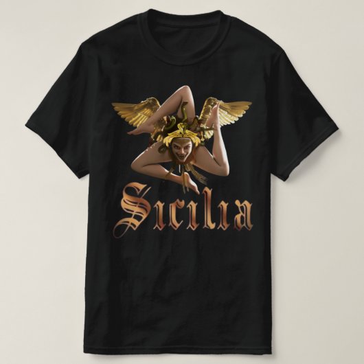 シチリア島 トリスクエリアン トリナクリア Tシャツ (デザイン正面)