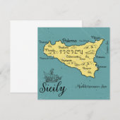 シチリア島 ヴィンテージ海図 招待状 (正面/裏面)