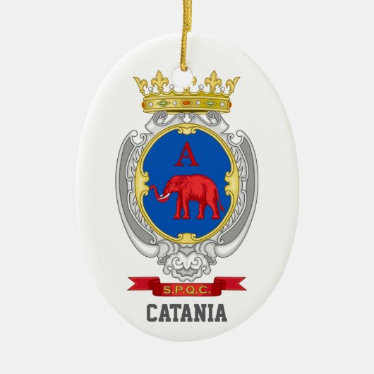 シチリア州カターニアの紋章 セラミックオーナメント (正面)