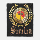 シチリア州旗と十字架 フリースブランケット (正面)