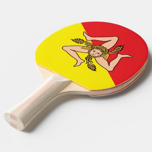 シチリア州旗と卓球ラケット愛国的な 卓球ラケット (正面アングル)