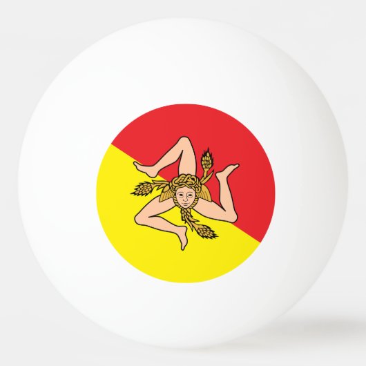 シチリア州旗と愛国的なピンポンボール 卓球ボール (正面)