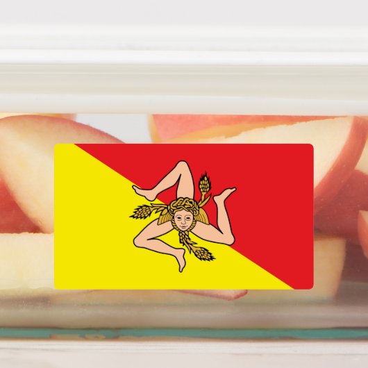 シチリア州旗と愛国的なラベル,イタリア ラベル (貼付)