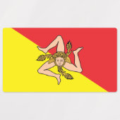 シチリア州旗と愛国的なラベル，イタリア ラベル (デザイン2)