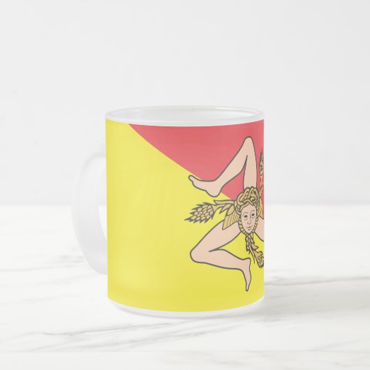 シチリア州旗と曇り小さなガラスマグ フロストグラスマグカップ (正面左)