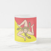 シチリア州旗と曇り小さなガラスマグ フロストグラスマグカップ (中央)