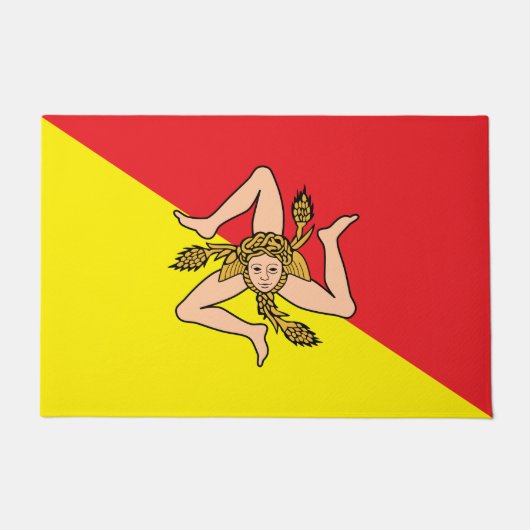 シチリア州旗の付いたドアマット ドアマット (正面)
