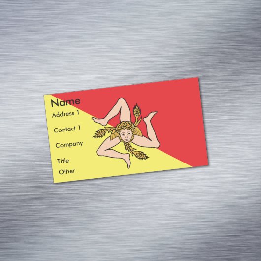 シチリア州旗を持つ名刺マグネット マグネット名刺 (インサイチュ)