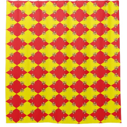 シチリア州旗を持つ愛国的なシャワーカーテン シャワーカーテン (正面)