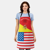 シチリア州旗カスタマイズ エプロン (着用した状態)