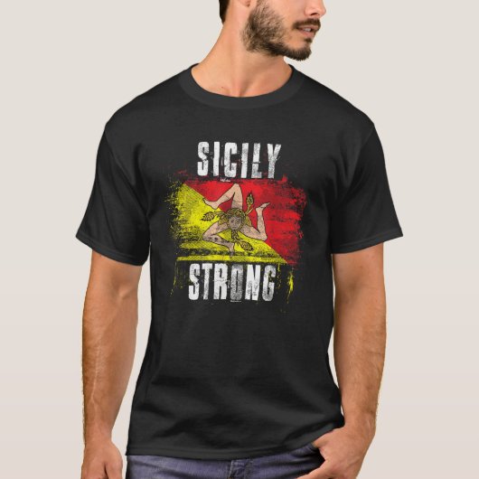 シチリア強動揺して旗シチリアプライドT市 Tシャツ (正面)