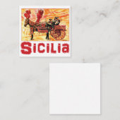 シチリア旅行ポスターフラットノテカード – シチリア島カート ノートカード (正面/裏面)